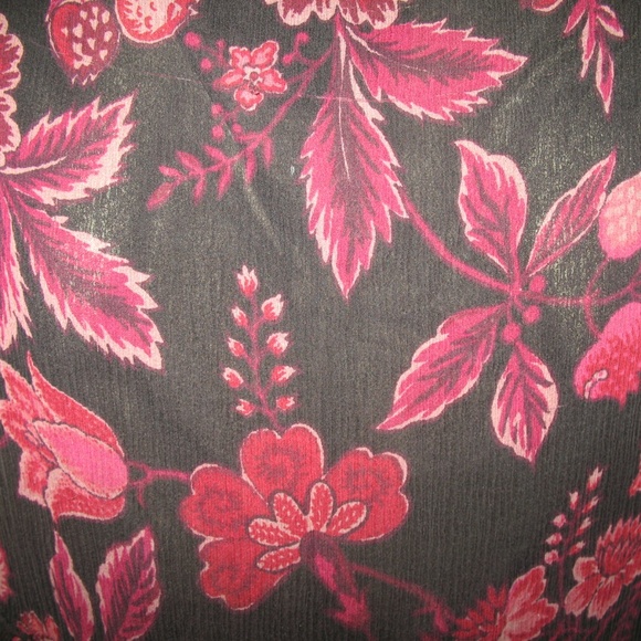 Vintage Y2K Express V-Neck Babydoll Top S Floral Red Burgundy Black Preppy Chic - Picture 5 of 8